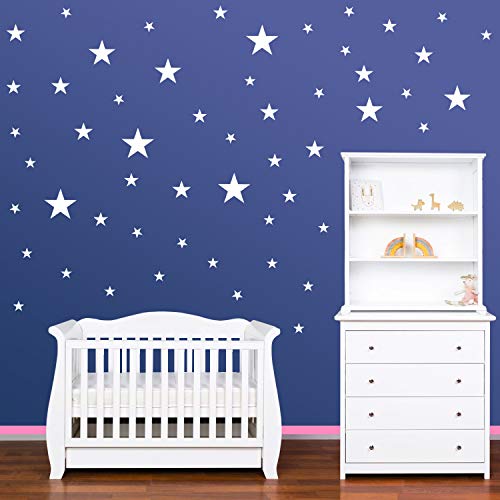 PREMYO 86 Estrellas Pegatinas Pared Infantil - Vinilos Decorativos Habitación Bebé Niños - Fácil de Poner Blanco