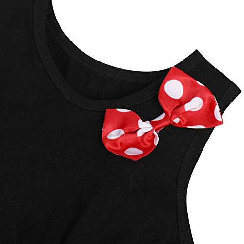 Princesa Disfraz de Minnie para Bebé Niña Navidad de los Lunares del Vestido del Tutú de Tul Cumpleaños Fantasía Infantiles Vestido Carnaval Bautizo Ballet Baile con Diadema Rojo + Negro 01 6-7 Años