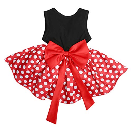 Princesa Disfraz de Minnie para Bebé Niña Navidad de los Lunares del Vestido del Tutú de Tul Cumpleaños Fantasía Infantiles Vestido Carnaval Bautizo Ballet Baile con Diadema Rojo + Negro 01 6-7 Años