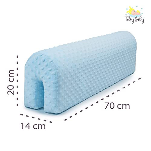 Protector Cuna Barrera Cama 70 cm - Protector Cama anticaida, Infantil Protector Pared Cama niños Azul Minky