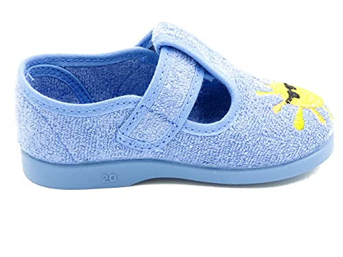 PULIDINES - Zapatilla de casa para niño de Toalla y con Suela de Goma Bebé niño Talla: 20 Color: Duke