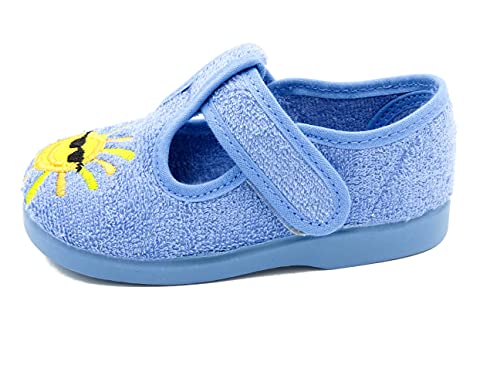 PULIDINES - Zapatilla de casa para niño de Toalla y con Suela de Goma Bebé niño Talla: 20 Color: Duke