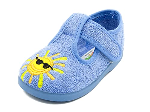 PULIDINES - Zapatilla de casa para niño de Toalla y con Suela de Goma Bebé niño Talla: 20 Color: Duke