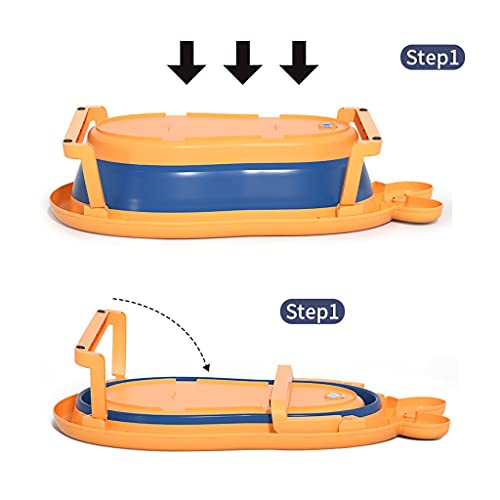 QFdd Bañeras Plegables para El Hogar Bañera Telescópica Plegable con Tapón De Agua Temperatur Messen Y Red De Baño para Bebés/Niños De 1 A 5 Años