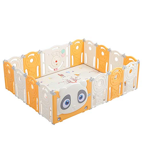 QTFBYT Parque Infantil Parco Giochi per Bambini Recinzione A Terra Anti-caduta Recinzione per Bambini Recinzione per Bambini Playpens (Color : Yellow, Size : 164x164cm) Happy Life