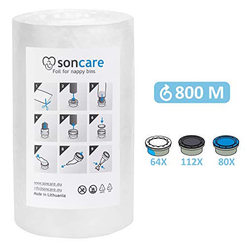 Recarga universal compatible Sangenic Tommee Tippee y Angelcare Little Locker para pañales - eEquivalente 112 recargas Angelcare 800m bolsitas para contenedores de pañales