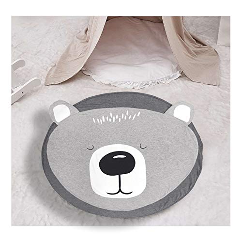 Redonda Alfombra para Gatear Bebe,Lavable Alfombrilla de Juego para Bebés Conestampado de Animale,Confeccionado en Algodón,Suave y Cálido.para Salón Dormitorio o Habitación Infantil (Oso)