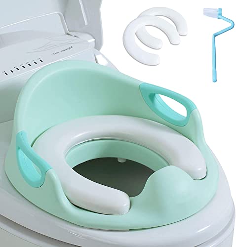 Reductor WC Niños - Portatil Vater para Niños,Reductor de Inodoro Ergonómico para Niños,Reductor de Inodoro con Reposabrazos y 2 PU Almohadillas (Verde)