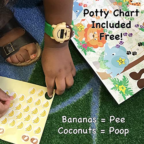 Reloj de mono de potty | Reloj con recordatorio de entrenamiento para ir al baño con una colorida carta de recompensas y pegatinas