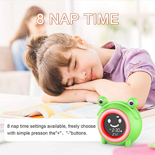 Reloj despertador digital para niños con luz nocturna cambiable de 5 colores para temperatura interior, temporizador de siesta para bebés y niños