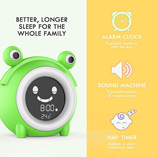 Reloj despertador digital para niños con luz nocturna cambiable de 5 colores para temperatura interior, temporizador de siesta para bebés y niños