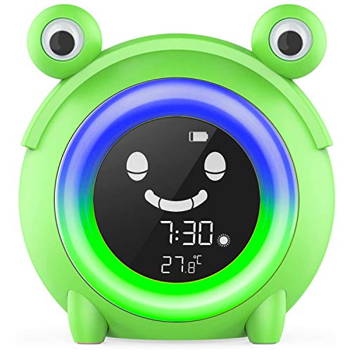 Reloj despertador digital para niños con luz nocturna cambiable de 5 colores para temperatura interior, temporizador de siesta para bebés y niños