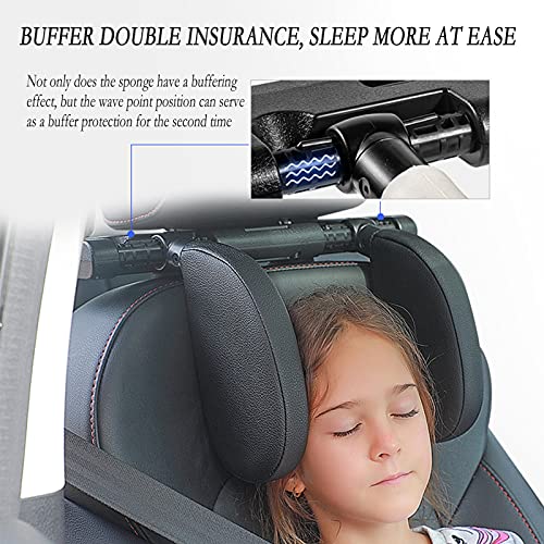 Reposacabezas Coche Niño Adulto Viscoelásticas Reposacabezas lateral para asiento de coche Barra Deslizante Ajustable Almohada Cervical Sujeta Cabezas Coche transpirable y cómodo de Piel (negro)