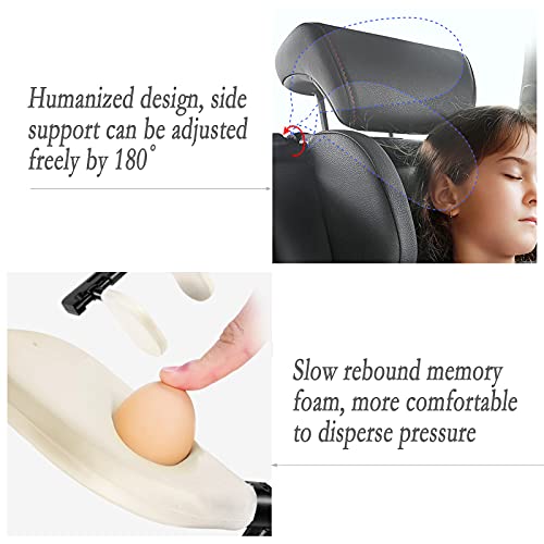 Reposacabezas Coche Niño Adulto Viscoelásticas Reposacabezas lateral para asiento de coche Barra Deslizante Ajustable Almohada Cervical Sujeta Cabezas Coche transpirable y cómodo de Piel (negro)