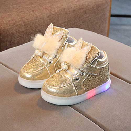 Riou Calzado Infantil Bebé Zapatos Luces Niños Niñas Dibujos Animados Conejo LED Ocio Zapatos Ligeros Transpirables Antideslizante Bebe Chicos Chicas Zapatos Calzado