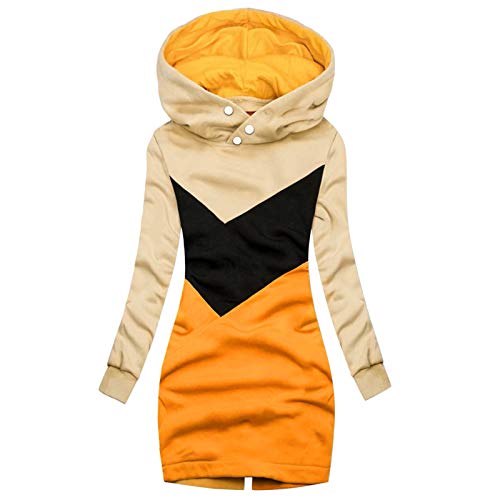 riou Chaqueta Cortavientos Mujer con Capucha Ligera Largo Otoño Invierno, Chaqueta con Bolsillo y Simplicidad Relajada de Color SóLido Sweatshirt Blusa Tops