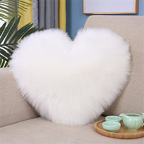 Roadoor Pillow de Felpa Transpirable, fácil, Cuidado, sin Olor, Decorativo, corazón, en Forma de sofá, cojín para Auto Blanco