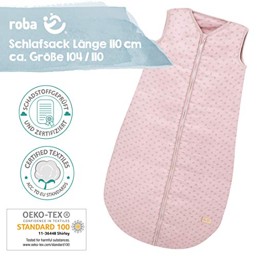 Roba-Kids 311005G226 - Saco De Dormir Lil Planet Rosa/Malva, Saco De Dormir para Bebés Y Niños De 110 Cm De Muselina Transpirable Algodón Orgánico, Certificado por Gots.