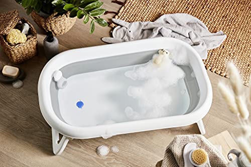 Rotho Babydesign Bañera Plegable Baby Bath 2 Go, Para Bebés A Partir De 0 Meses, 82 X 48,5 X 22 Cm, 20458 0293 01, Gris/Blanco