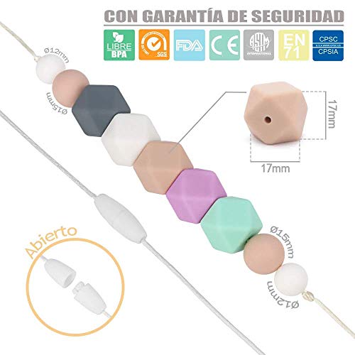 RUBY collar lactancia, mordedor bebe, mordedor silicona, bebe dientes, lactancia collar para denticion, dentición material antibacterial sin BPA con cierre de seguridad, pop it fidget toy(blanco)