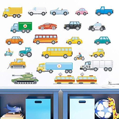 Runtoo Pegatinas de Pared Coche Transporte Stickers Adhesivos Vinilo Vehiculos Decorativas Infantiles Habitacion Bebe