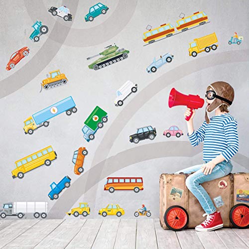 Runtoo Pegatinas de Pared Coche Transporte Stickers Adhesivos Vinilo Vehiculos Decorativas Infantiles Habitacion Bebe