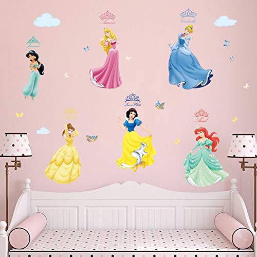 Runtoo Pegatinas de Pared Princesa Stickers Adhesivos Vinilo Niñas Decorativas Infantiles Habitacion Bebe