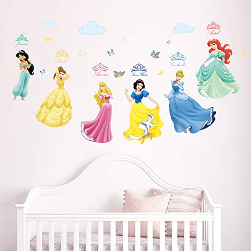 Runtoo Pegatinas de Pared Princesa Stickers Adhesivos Vinilo Niñas Decorativas Infantiles Habitacion Bebe