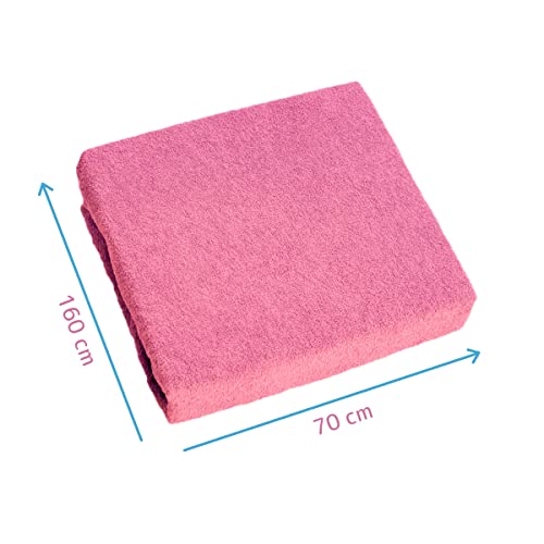 Sábana bajera ajustable de tejido de rizo para moisés o cuna de niños pequeños, cubierta de colchón. rosa rosa Talla:160 x 70 cm Junior Bed