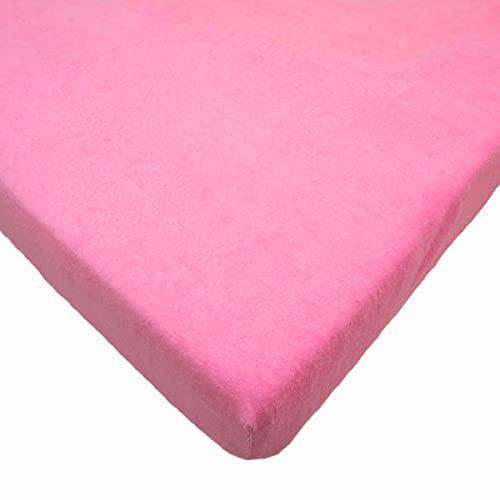 Sábana bajera ajustable de tejido de rizo para moisés o cuna de niños pequeños, cubierta de colchón. rosa rosa Talla:160 x 70 cm Junior Bed