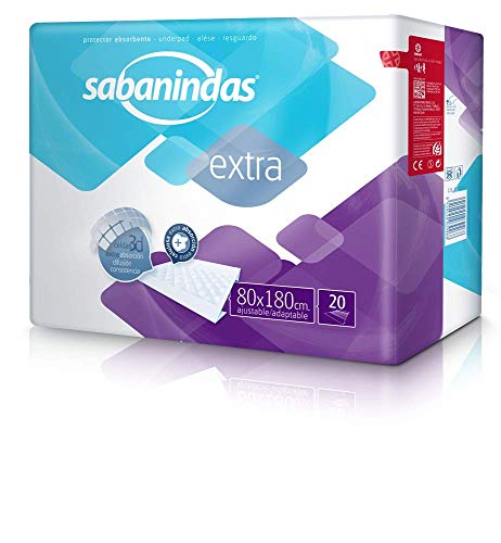 SABANINDAS Extra - Protectores de cama (80 x 180 cm, 6 x 20 unidades)