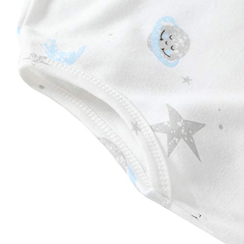 Saco de dormir de verano y primavera para bebé, niño, recién nacido, de algodón, blanco, 0,5 tog, 90 cm (12-18 meses), de planetas, estrellas y luna