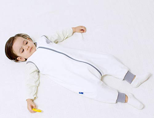 Saco de dormir para bebé, 1,5 tog, para bebé, cálido, para caminar, con piernas, pijama, unisex, blanco/S