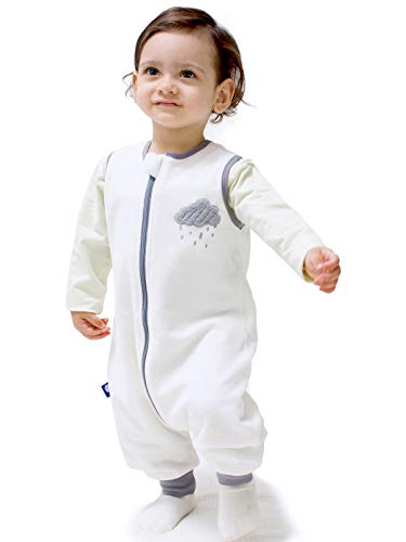 Saco de dormir para bebé, 1,5 tog, para bebé, cálido, para caminar, con piernas, pijama, unisex, blanco/S