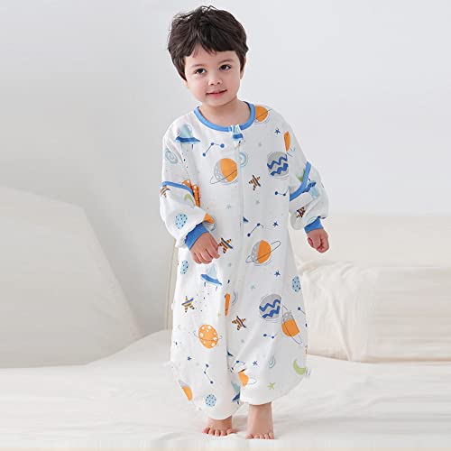 Saco de Dormir para Bebés con Mangas Desmontables y Piernas Algodón Sacos de Dormir con Piernas Verano Unisex Mameluco Pijama con Pies Ropa de Saco de Dormir para Niños Niñas,Planeta/XXL