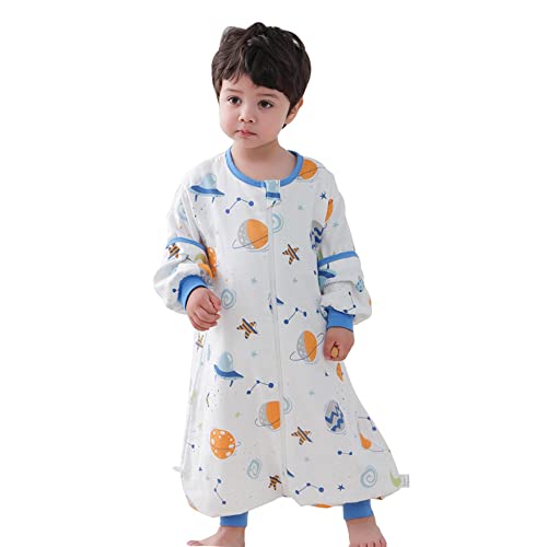 Saco de Dormir para Bebés con Mangas Desmontables y Piernas Algodón Sacos de Dormir con Piernas Verano Unisex Mameluco Pijama con Pies Ropa de Saco de Dormir para Niños Niñas,Planeta/XXL