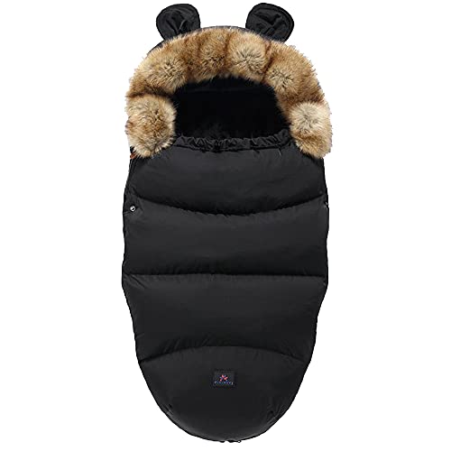 Saco de Silla de Paseo Universal,Saco de Dormir Térmico para Bebé,Funda de Pie para cochecito de Invierno,Accesorios Cochecito,Resistente al Viento,Impermeable,Resistente al Frío (Negro)