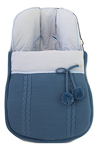 Saco para Capazo/Convertible Matrix Jané - Color Azul Francia - Lana Extra Suave - Saco Carrito Bebé - Handmade - Se Adapta a tu Silla - Saco de Silla para Paseo - Hecho en España - Nenel