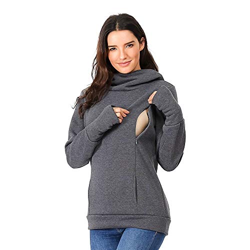 SamMoSon Blusa Embarazada Encaje Mujer Lactancia Manga Larga Navidad Premama Blusas De Embarazada Sudaderas con Capucha De Maternidad De Maternidad De Manga Larga con Capucha De Lactancia Sudaderas