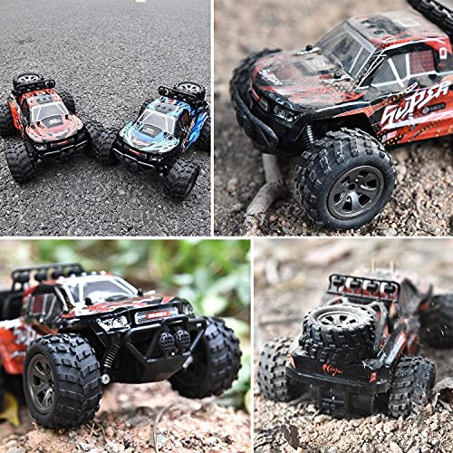 Sananke 20 km/h Coche de Carreras RC de Alta Velocidad Rojo Grande 4WD Control Remoto Vehículo Todo Terreno 2.4GHz Control de Radio antiinterferencias Profesional Monster Truck Toy Recargable