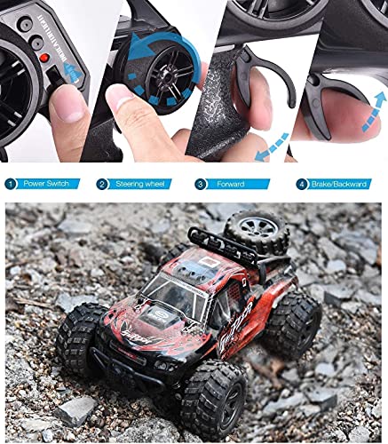 Sananke 20 km/h Coche de Carreras RC de Alta Velocidad Rojo Grande 4WD Control Remoto Vehículo Todo Terreno 2.4GHz Control de Radio antiinterferencias Profesional Monster Truck Toy Recargable