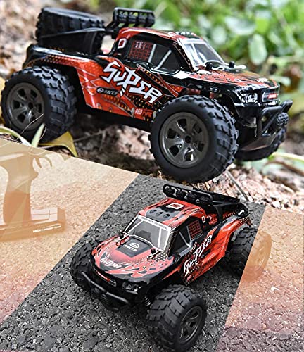 Sananke 20 km/h Coche de Carreras RC de Alta Velocidad Rojo Grande 4WD Control Remoto Vehículo Todo Terreno 2.4GHz Control de Radio antiinterferencias Profesional Monster Truck Toy Recargable