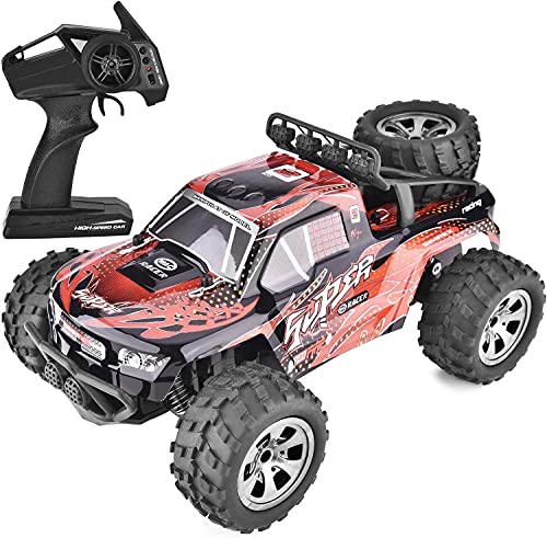 Sananke 20 km/h Coche de Carreras RC de Alta Velocidad Rojo Grande 4WD Control Remoto Vehículo Todo Terreno 2.4GHz Control de Radio antiinterferencias Profesional Monster Truck Toy Recargable