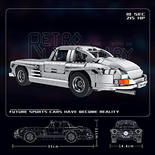 Sananke Technology Racing Car Building Blocks, 1:14 Technology Master Retro Sports Car Model Building Set Compatible con Lego Technic Car - 930 Piezas