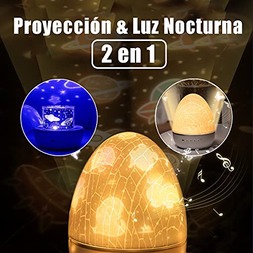 Satohom Proyector Estrellas para Niños Regalo San Valentin para Mujer Lámpara Proyector Luz Nocturna Infantil Luz de Noche para Bebé Dormitorio Proyector Infantil Música 360° Rotación Luz Estelar