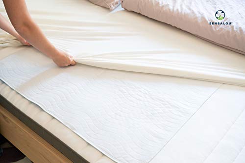 Sensalou Funda de Colchón - Sábanas Impermeables y Lavable - Cuna Transpirable, Protector de Cama con Lana Absorbente - Capa Base Impermeable para Incontinencia - 50x90 cm (4)