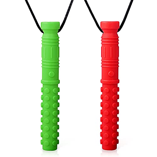 Sensory Chew Collar (2 unidades) – Tubos de silicona suave para mordedores de bebé, pajitas de dentición para niños pequeños, hiperactividad, lactancia del bebé o necesidades especiales