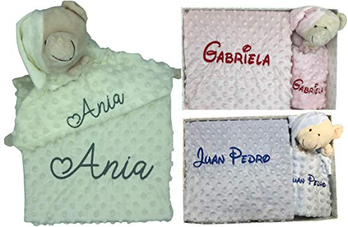 Set de Manta + Dou dou Personalizado con nombre bordado Oso Beige Baby Shower - mibebestore