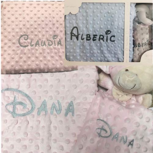 Set de Manta + Dou dou Personalizado con nombre bordado Oso Rosa Baby Shower | Regalos originales bebés recién nacidos - mibebestore