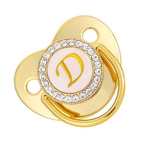 sevennine Baby Golden Chagifier Silicone Rhinestone Nipple Letra D Toother, Chupete